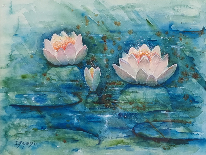 A close-up image of 'Water Lilies', without the frame or mount