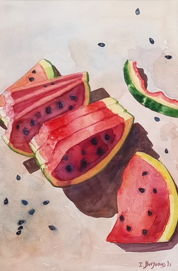 A close-up image of 'Water Melon', without the frame or mount