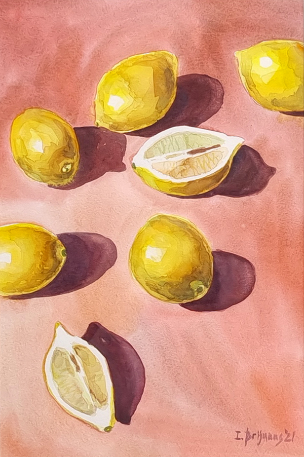 A close-up image of 'Lemons', without the frame or mount